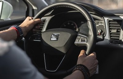 Man driving car